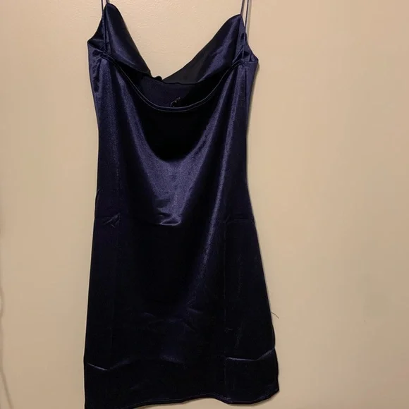 navy blue satin mini dress Tory Strapless - US 10 lined Model is a standard XS and is wearing size XS Solihu Mini Dress in Satin